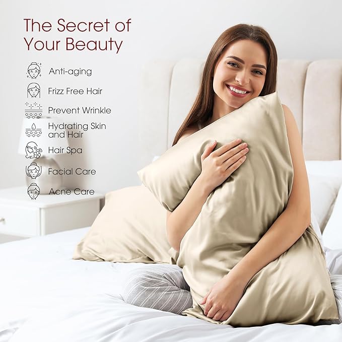 100% Silk Pillow Cases 2 Pack Standard Size Mulberry Silk Pillowcase - Image 5