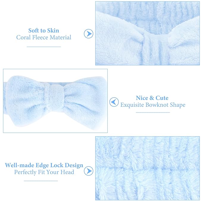 Ondder 8 Pcs Blue Spa Headbands - Image 2