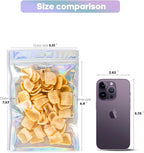 100pcs Holographic Bags,5.5x7.8 inch Resealable Zipper bags for small business, Smell Proof Foil Bags for food storage, Candy, Eyebrow pencil, Small accessories..MOTOMY