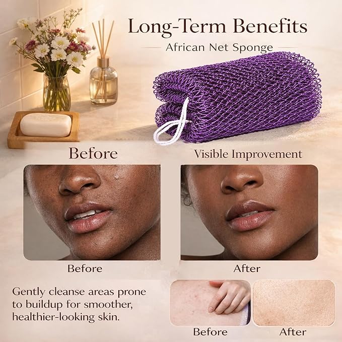 African Net Sponge Authentic, 3 Pieces African Exfoliating Net Sponge Body Back - Image 8