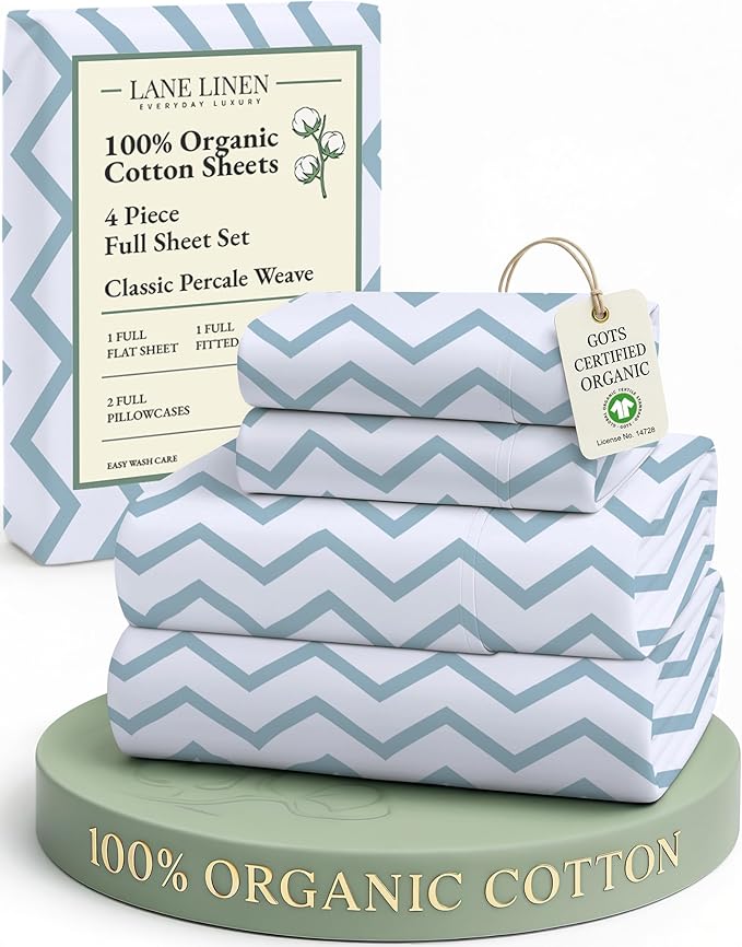 LANE LINEN 100% Organic Cotton Full Size Sheet & Pillowcase Sets, Fully by LaneLinen