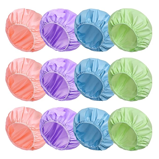 12 PCS Shower Caps for Women, Double Side Waterproof Shower Cap, Reusable by CHFONGDIRECT