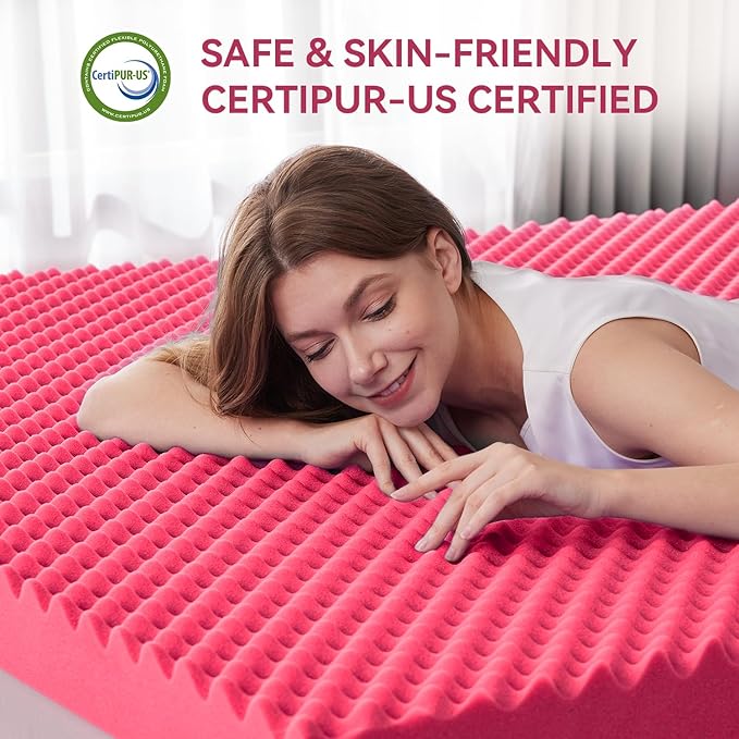 SINWEEK 3 Inch Egg Crate Memory Foam Mattress Topper Twin XL, Twin Extra Long - Image 5