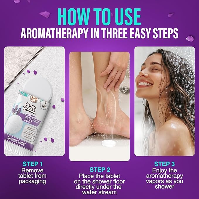 GuruNanda Lavender Vapor Shower Tablets, Clean-Dissolving Aromatherapy Shower - Image 6