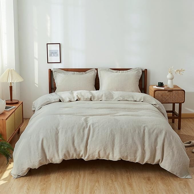 Simple&Opulence 100% Linen Duvet Cover Set 2pcs Basic Style Natural French - Image 8