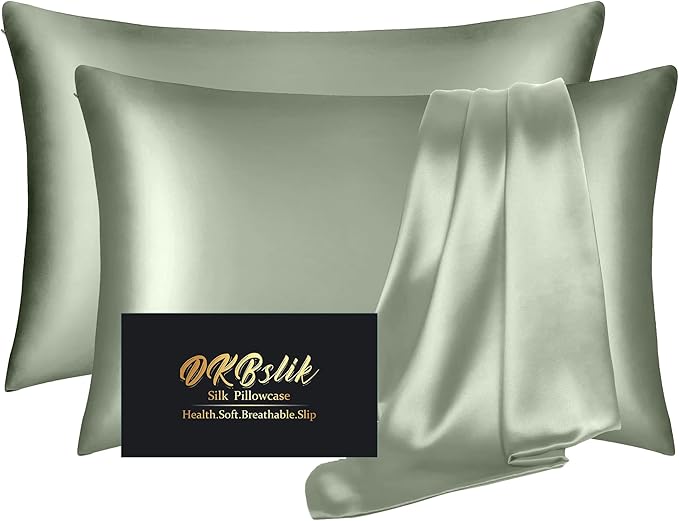 Silk Pillowcase 2 Pack, Mulberry Silk Pillow Cases Queen Size Set of 2 by HOME