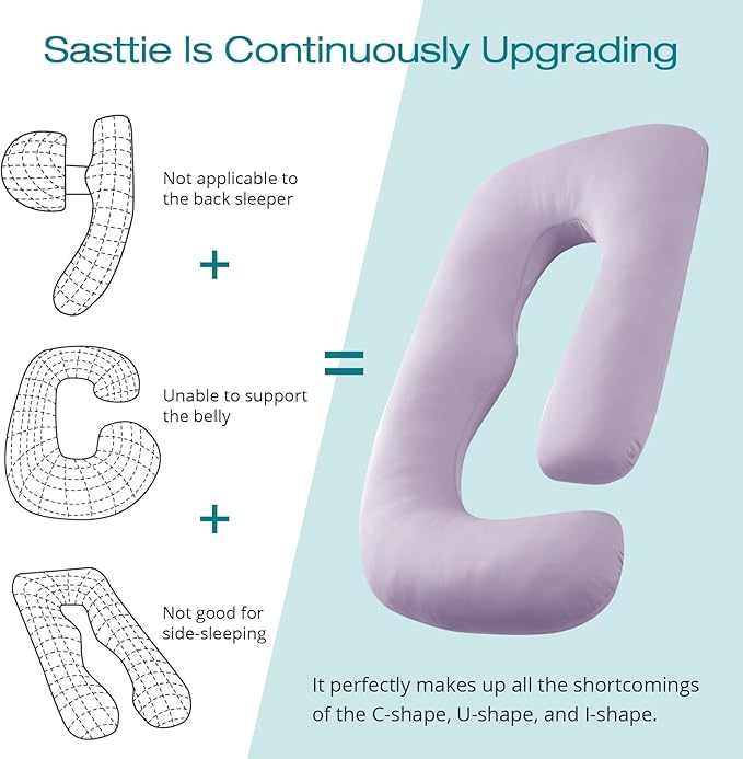 Sasttie Pregnancy Pillows for Sleeping, U Shaped Cooling Full Body Pillow - Image 5