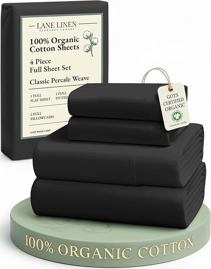 LANE LINEN 100% Organic Cotton Full Sheets Set, 4-Piece Pure Organic Cotton by LaneLinen