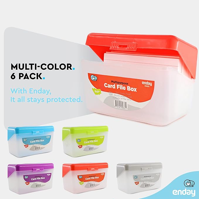 Enday Index Card Holder Red, 3x5 Note Flash Card Organizer Case, Index Card File w/flip top, Notecard Recipe, Holder, Holds 250 Cards, Also Available in Purple, Green, Blue, Grey, Pink (36 PC)