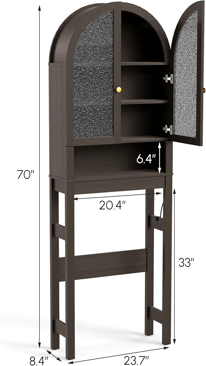 HMstone Over The Toilet Storage Cabinet, Arched Bathroom Organizer and Storage - Image 2