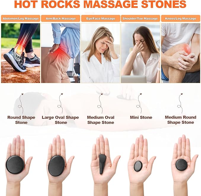 Hot Stones Massage Warmer Kit, Hot Rocks Basalt Massage Stones - Image 3