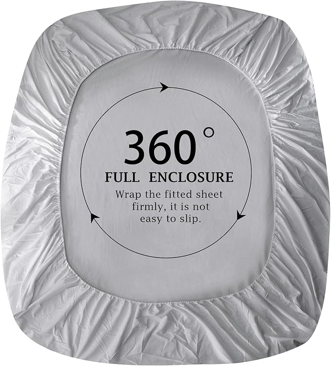 FreshCulture Pure Cotton Fitted Sheets Full Size, 300 Thread Count Percale - Image 4