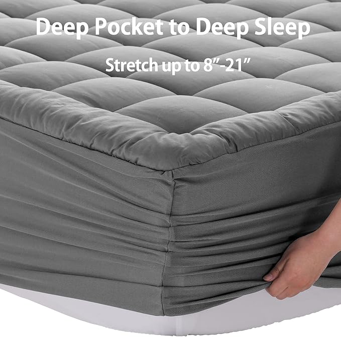 EASELAND King Size Mattress Pad Pillow Top Mattress Cover Quilted Fitted - Image 5