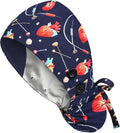 Satin Lined Scrub Caps with Buttons & Sweathand, Surgical Caps by Yuest