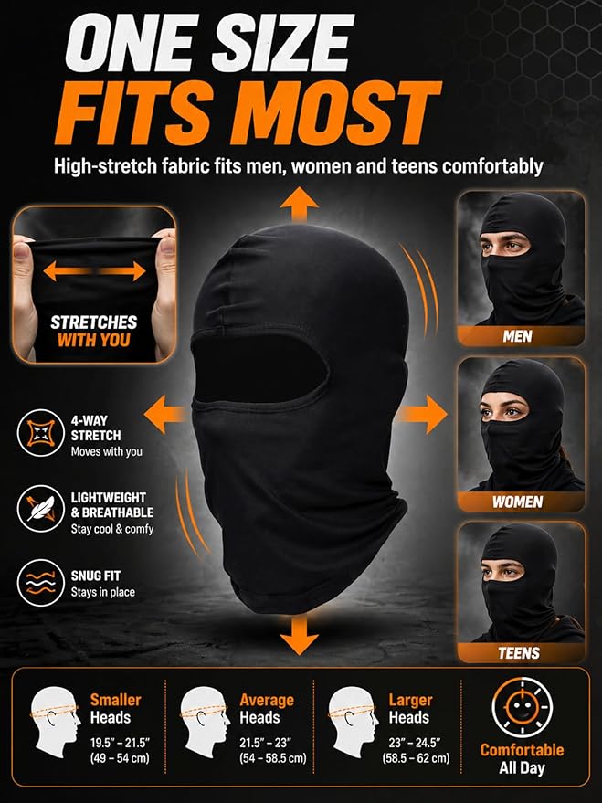 SATINIOR 6 Pcs Ski Mask Cover Balaclava Full Face Mask Summer Face Cover UV - Image 2