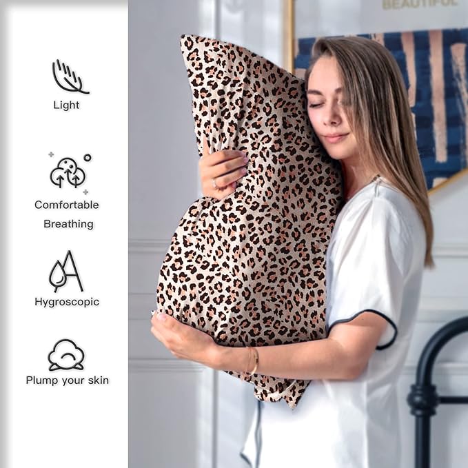 Mulberry Silk Pillowcase for Hair and Skin Queen Size Leopard Print Silk Pillow - Image 5