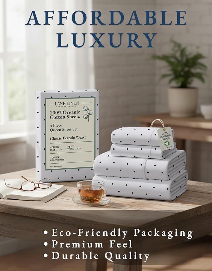 LANE LINEN Eco Friendly 100% Organic Cotton Queen Bedsheet Sets, Luxury Printed - Image 8