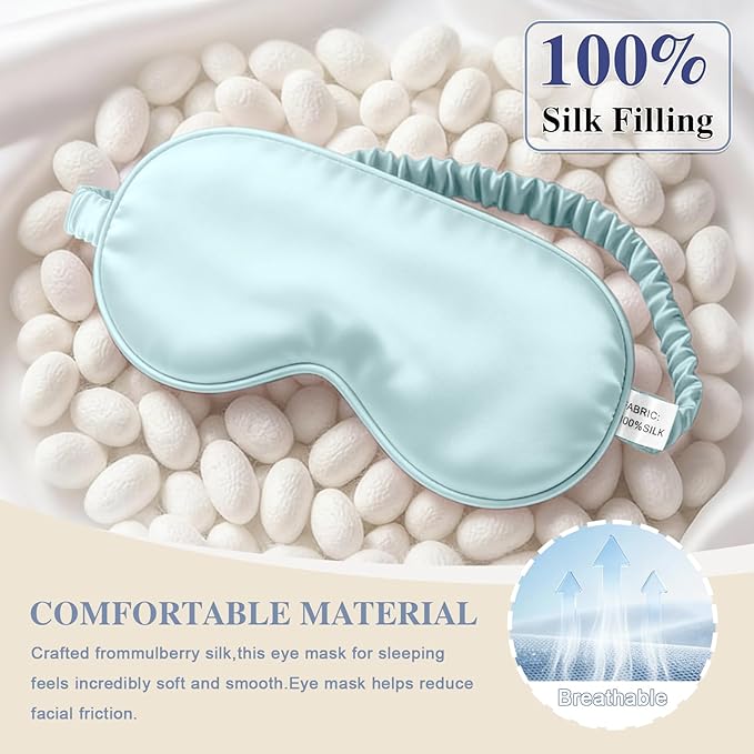 Silk Sleep Mask, Eye Mask for Sleep Women Men, Mulberry Sleeping Mask - Image 3