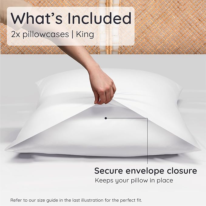 Bambaw 100% Viscose Derived from Bamboo King Pillowcases – Set of 2 Cooling - Image 2