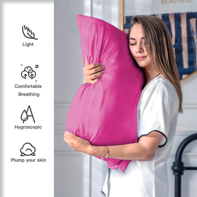Silk Pillow Cases 2 Pack, Soft Breathable and Sliky Standard Size Pillow Cases - Image 3