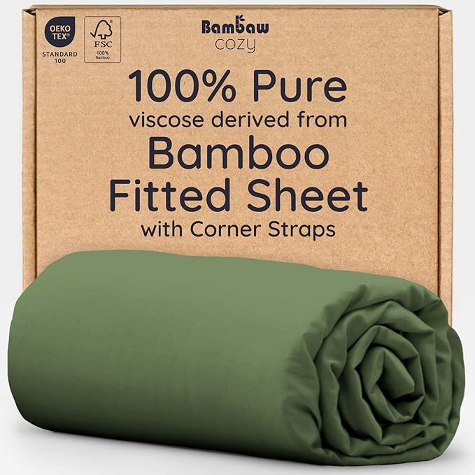 Bambaw 100% Viscose Derived from Bamboo Fitted Sheet Queen Size, Cooling Fitted by Bambaw