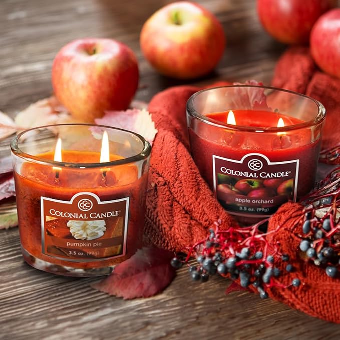 Colonial Candle Pumpkin Pie Scented Jar Candle, 2 Wick, 3.5 oz, Mottled Wax - Image 6