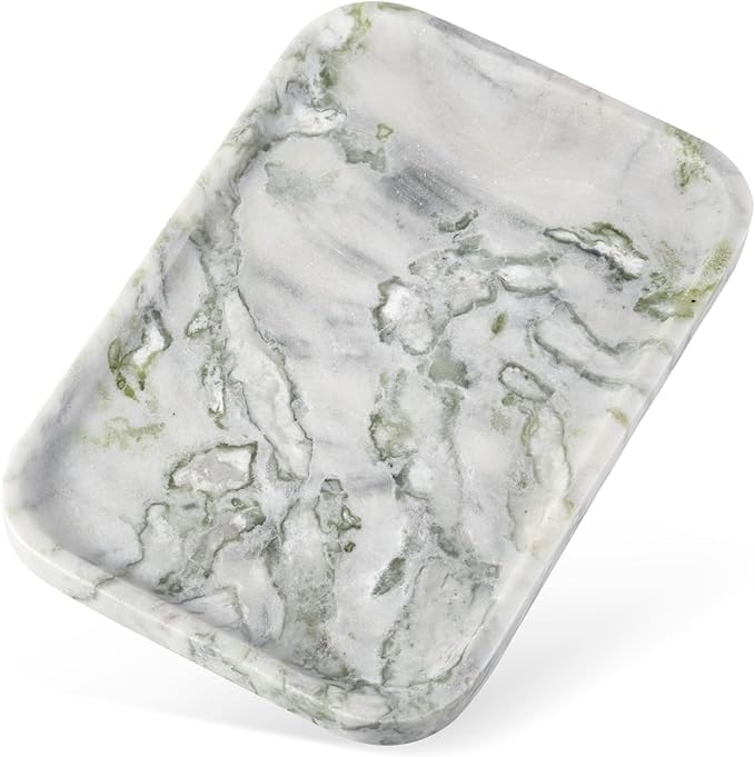 Karibiber Luxury Marble Vanity Tray, Bathroom Tray Countertop, Bianco - Image 3