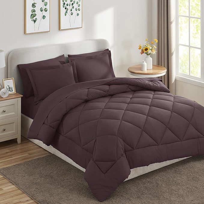 CozyLux Queen Comforter Set Cocoa Powder - Image 9