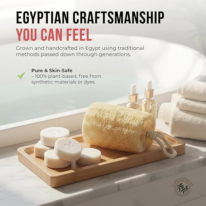 CraftsOfEgypt Luffa Body Scrubber – Plant-based Egyptian loofah shower sponge - Image 7