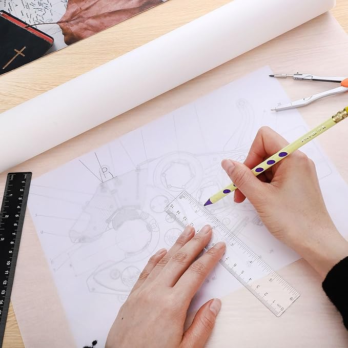 Tracing Paper Roll 17in x 25yd, White Trace Paper Pattern Paper Translucent Tracing Paper for Sewing, Drawing, Sketch, Gift Wrapping