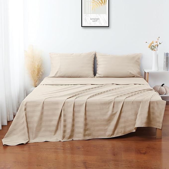 Flat Sheet Only Queen Size, 400 TC 100% Egyptian Cotton Flat Sheet Striped - Image 7