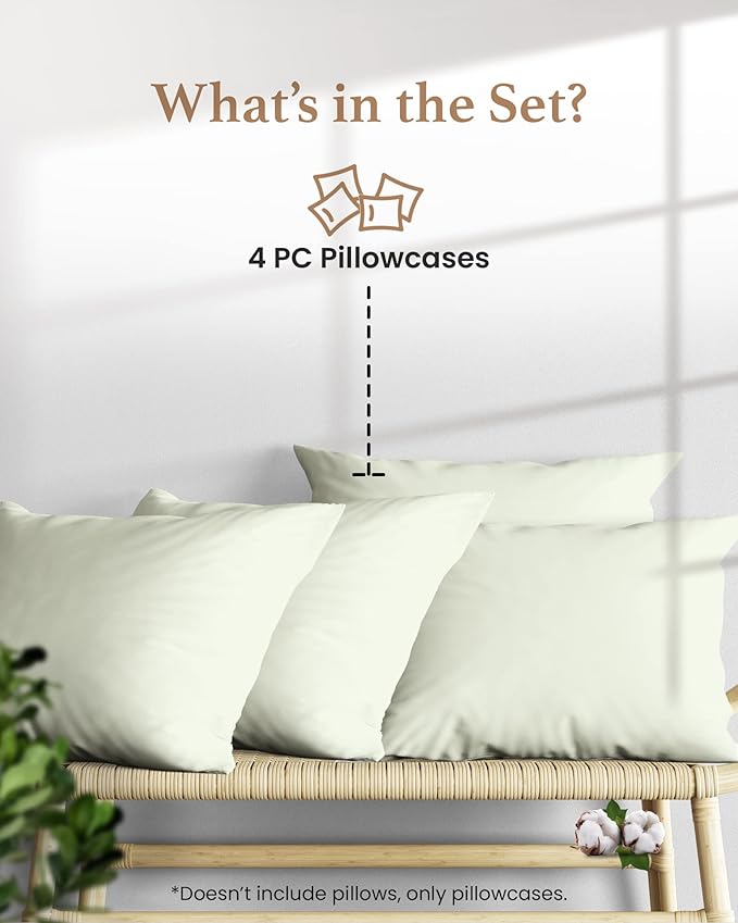 1000 TC Sage King Pillowcases Set of 4 100% Egyptian Cotton Pillow Cases - Image 2