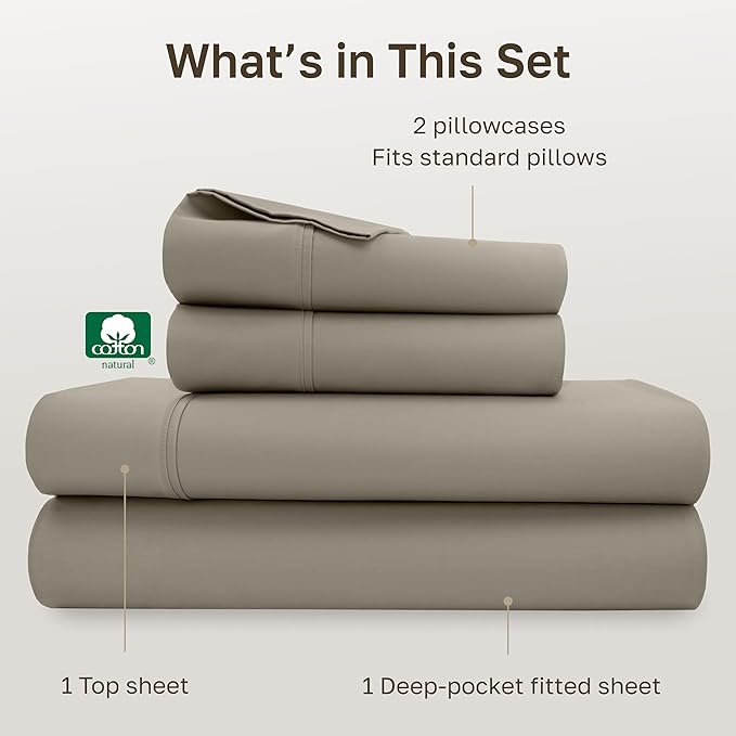 California Design Den Soft 100% Cotton Bed Sheets Full Size Set, 400 TC Good - Image 4