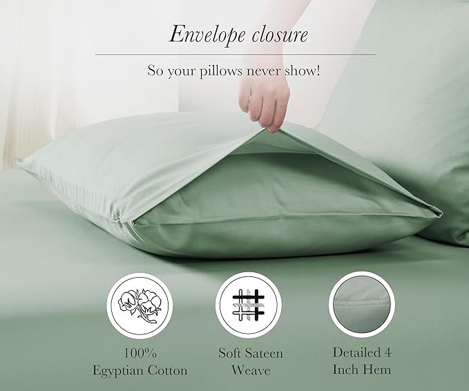 California Design Den 100% Egyptian Cotton Pillow Cases Standard Size Set of 2 - Image 5