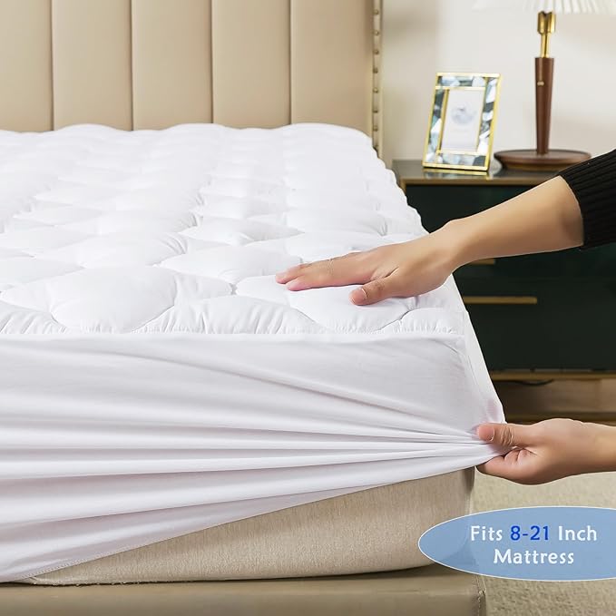 WhatsBedding Full Mattress Pad, Fitted Full Mattress Protector Soft - Image 5