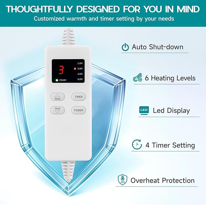Heating Pad for Back Pain & Cramps Relief, Electric Heating Pad for - Image 4