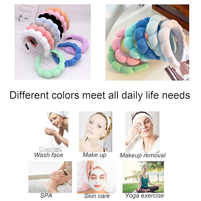 Spa Headbands for Washing Face Makeup Skin Care Headband Women Bubble Facial - Image 6