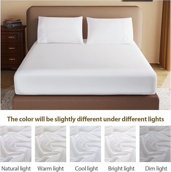 100% Egyptian Cotton Fitted Sheet Twin-XL/Split King Size White, 600 Thread - Image 9