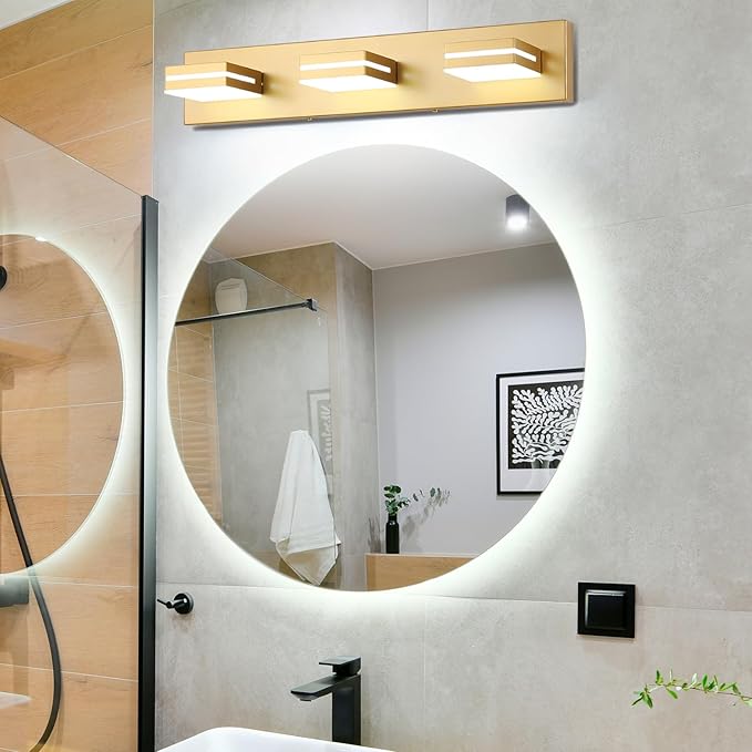 SineRise LED Modern Bathroom Vanity Light Fixtures, Matte Gold Modern Acrylic - Image 8