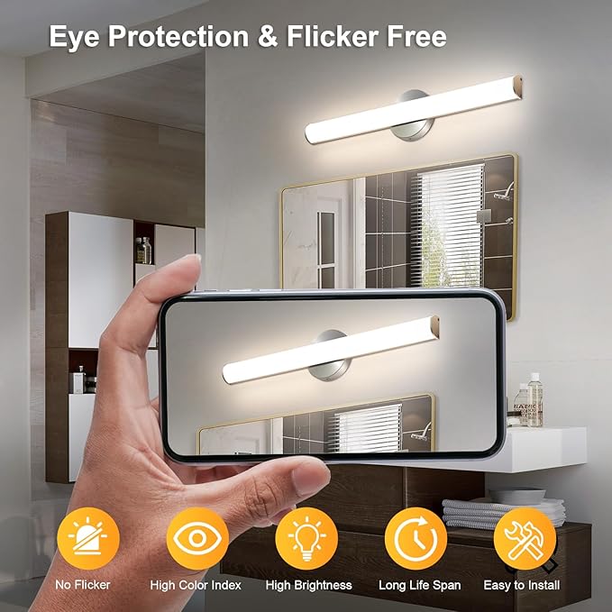 OOWOLF 24inch Bathroom Vanity Light 2-Pack, 16W Bathroom Lights Fixture - Image 2