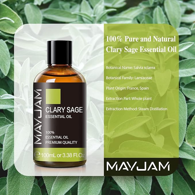 Clary Sage Essential Oil with Glass Dropper - Image 3