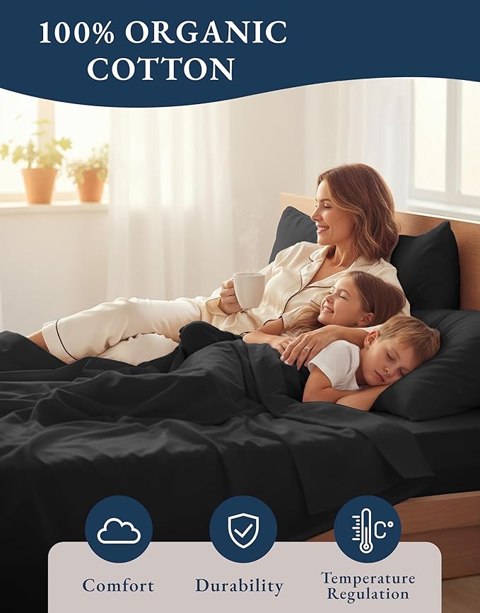 Lane Linen 100% Organic Cotton California King Sheets Set, 4-Piece Pure Organic - Image 6