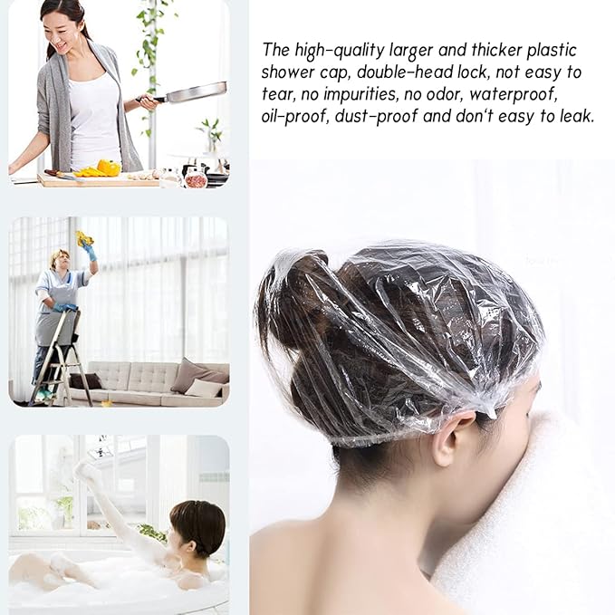 YIZIJIZI 30PCS Disposable Shower Caps, Large Thick Clear Waterproof Shower Cap - Image 8