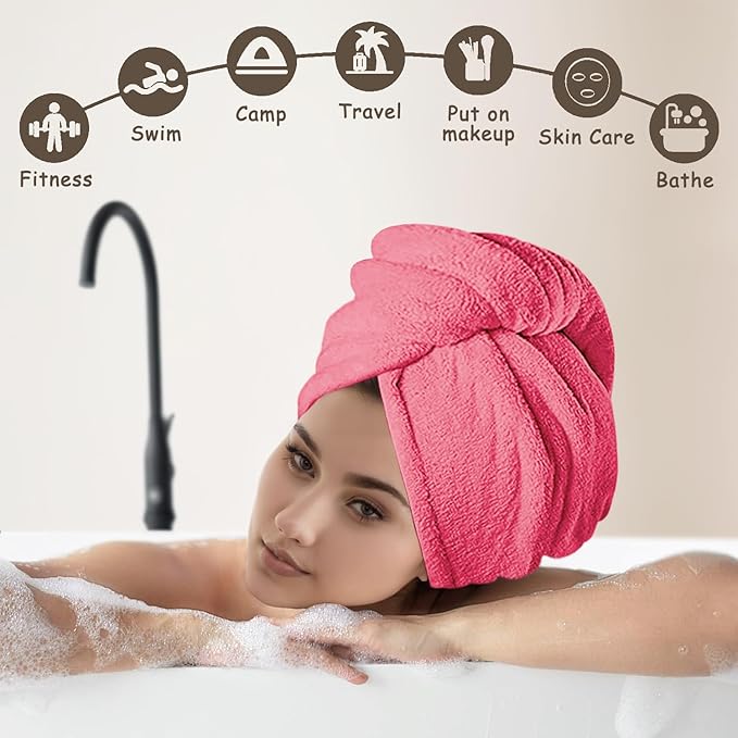 Microfiber Hair Towel Turban 3 Pack | Super Absorbent Quick Drying Hair Wrap - Image 7