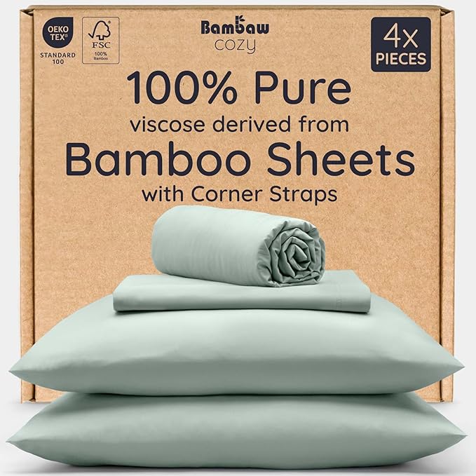 Bambaw 100% Viscose Derived from Bamboo Sheets Full Size Set – 4pcs Cooling by Bambaw