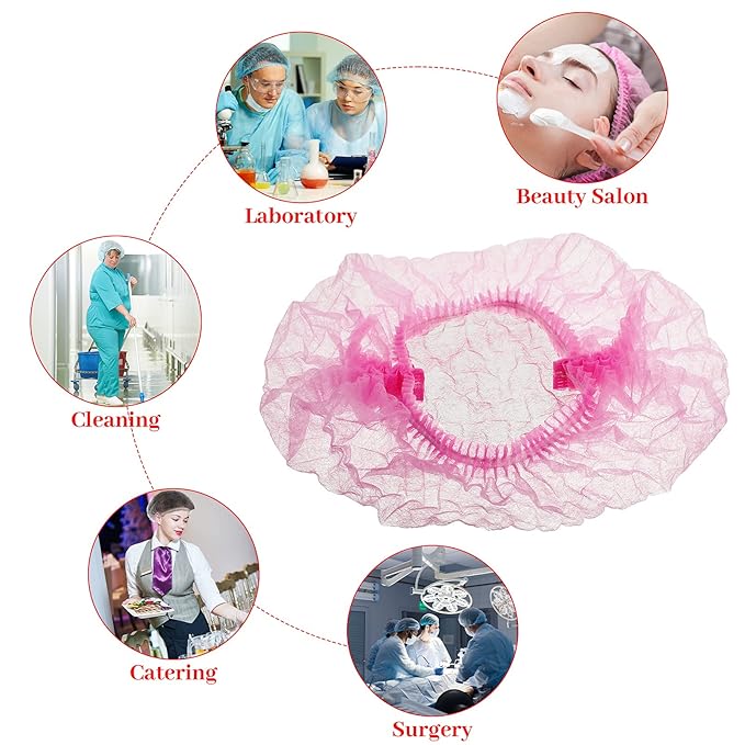 100 Pcs Disposable Nonwoven Bouffant Caps 21 Inch Hair Net Elastic Cap Hair - Image 6