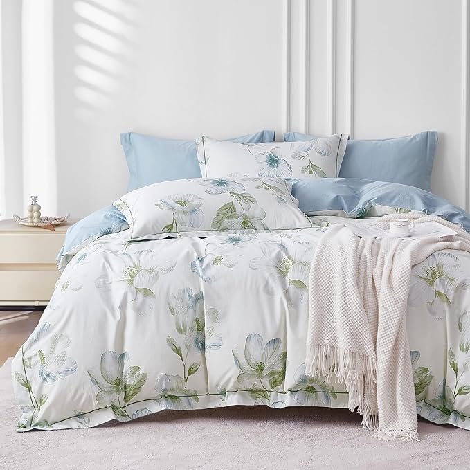 OAITE Duvet Cover Set King Size Floral Pattern 500 Thread Count Ultra Soft 100% by OAITE
