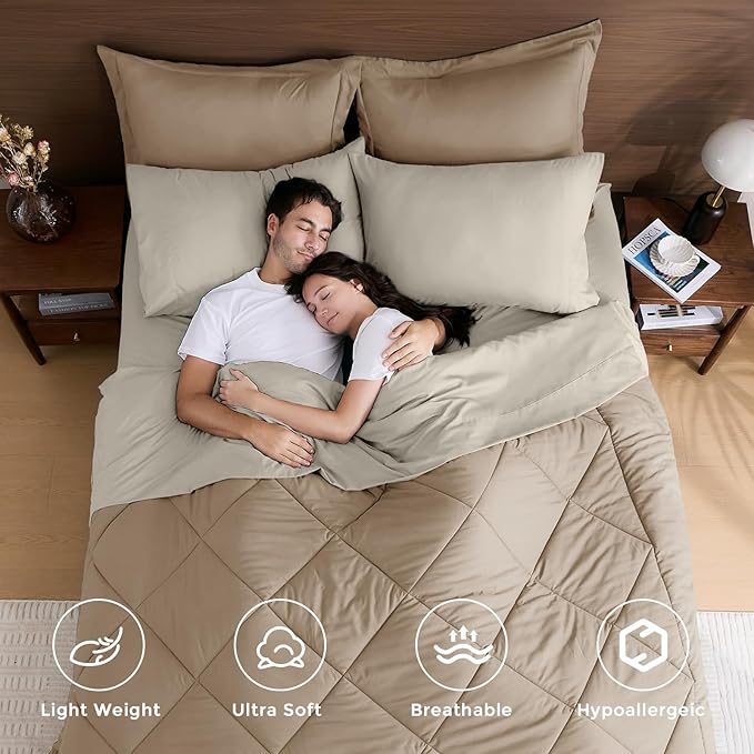 HEVUMYI Khaki & Linen Twin Comforter Set - Image 2
