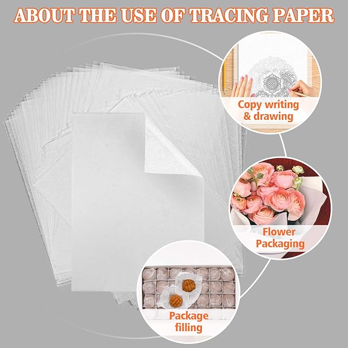 psler Carbon Paper Tracing Paper for Tracing I 90PCS Graphite Transfer-Paper and 60PCS Tracing-Paper - Graphite Paper Carbon Copy Paper for Wood,Craft,Canvas DIY A4 Size 8.5 X 11 Inch