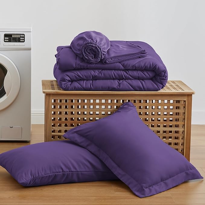 Love's cabin Twin XL Comforter Set Purple, 5 Pieces Twin XL Bed in a Bag - Image 6